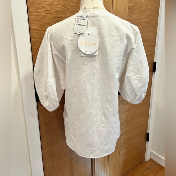 Chloe | Puff-Sleeved V-Neck Blouse | White/Ivory | Size 38 Womens 4 US | NWT - Picture 13 of 15